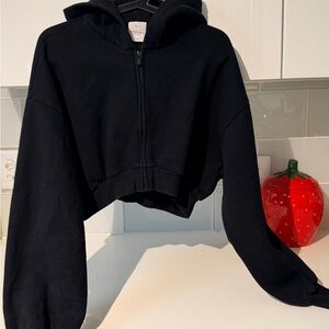 Aritzia Black Sweatfleece Jacket